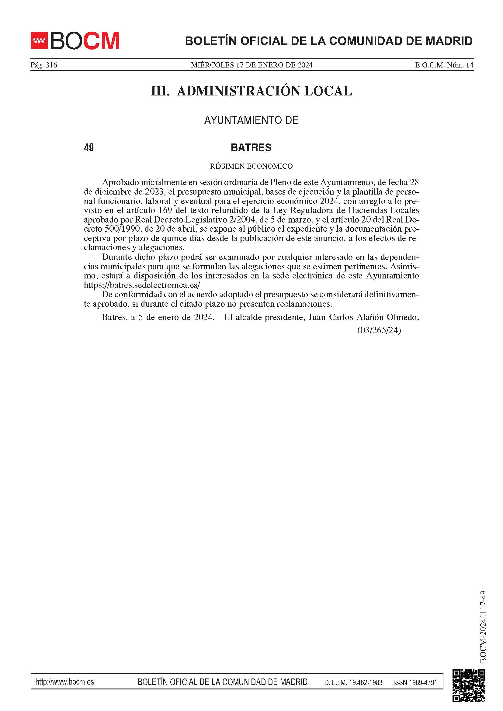 2024 01 17 BOCM APROB INICIAL PRESUPUESTO 2024